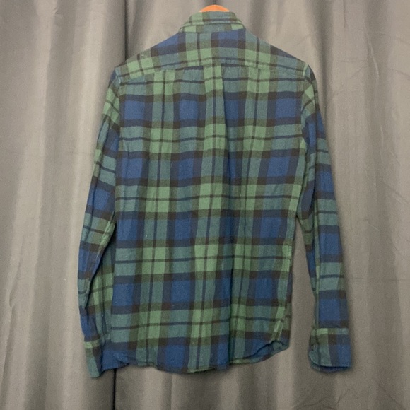 J Crew Flannel in Green/Navy/Black check - Picture 2 of 3